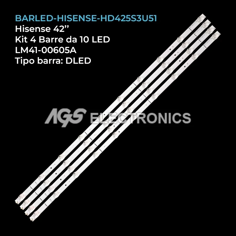 kit 4 barre LED retroilluminazione per Hisense 42 pollici modello H43A6500