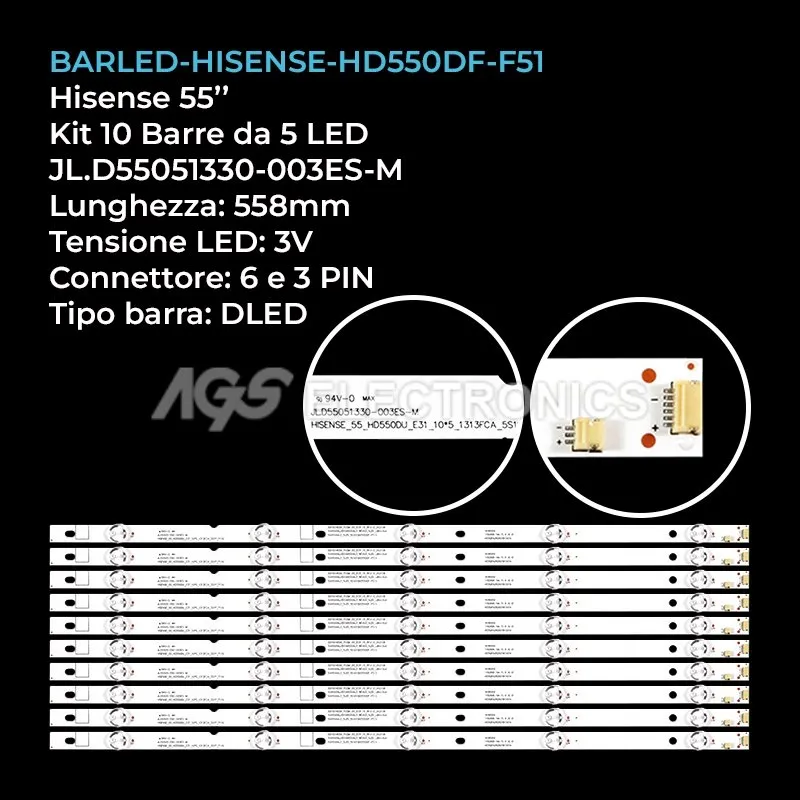 kit 10 barre LED retroilluminazione per Hisense 55 pollici modello LED55C270W