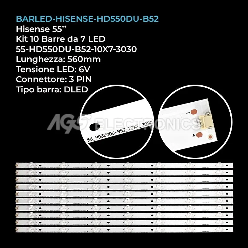 kit 10 barre LED retroilluminazione per Sharp 55 pollici modello LC55P7000U