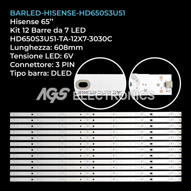 kit 12 barre LED retroilluminazione per Hisense 65 pollici modello 65UC6306