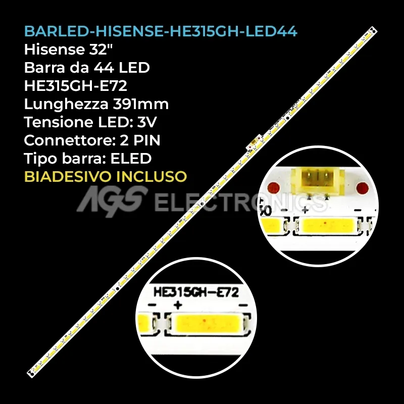 kit 1 barre LED retroilluminazione per Hisense 32 pollici modello LED32K370