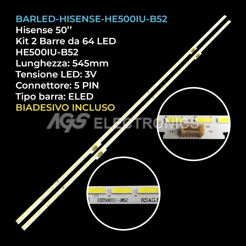 kit 2 barre LED retroilluminazione per Hisense 50 pollici modello H50N6800