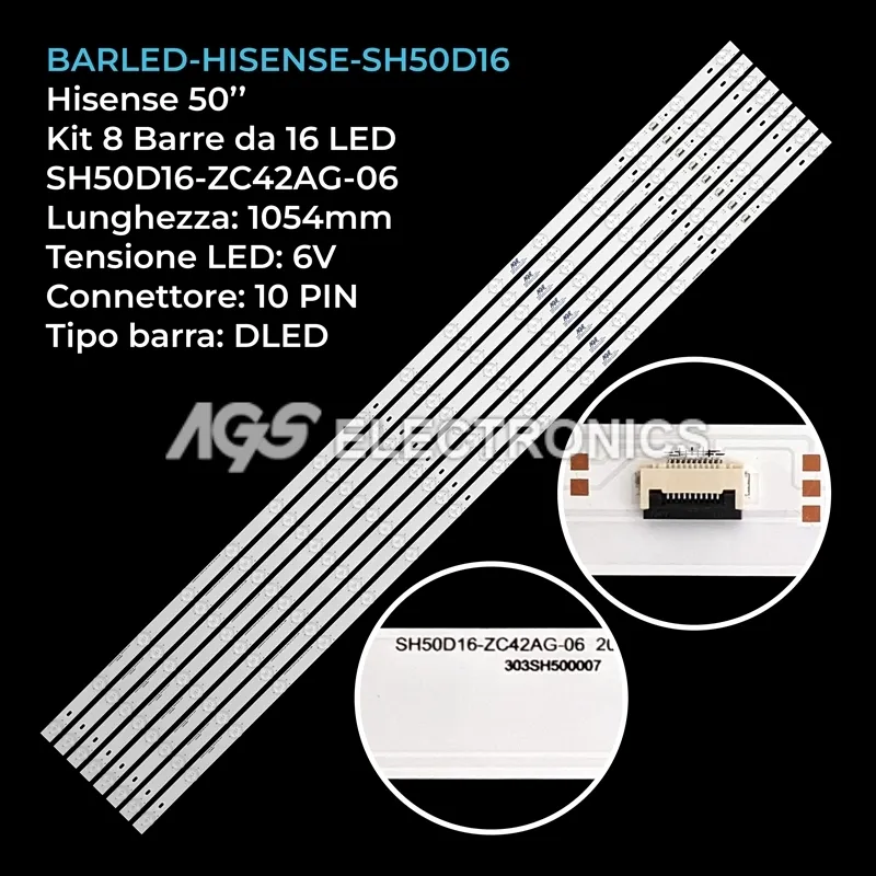 kit 8 barre LED retroilluminazione per Hisense 50 pollici modello 5007QH