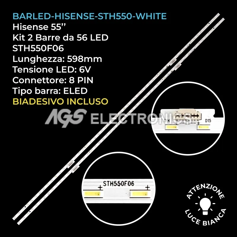 kit 2 barre LED retroilluminazione per Hisense 55 pollici modello H55U7B