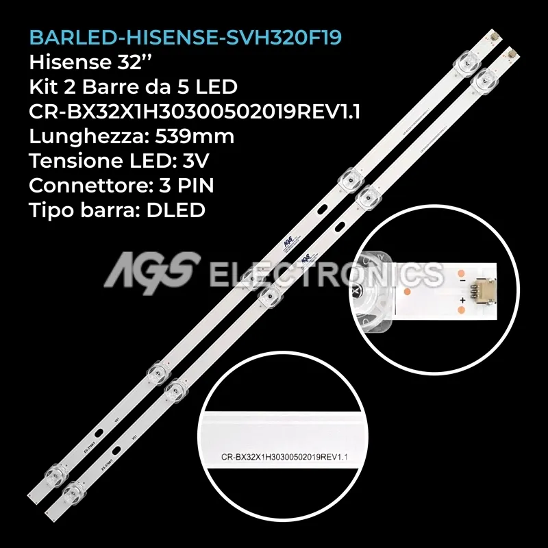 kit 2 barre LED retroilluminazione per Hisense 32 pollici modello 32A5600F
