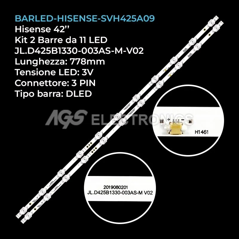 kit 2 barre LED retroilluminazione per Hisense 42 pollici modello R43A7200GTUK