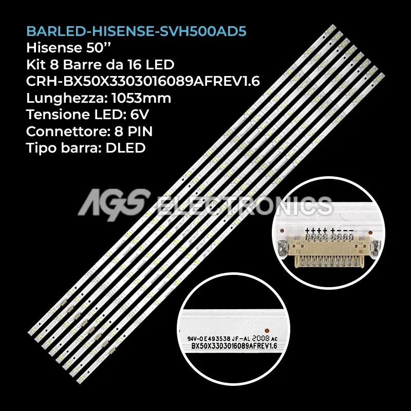 kit 8 barre LED retroilluminazione per Hisense 50 pollici modello 50H8G