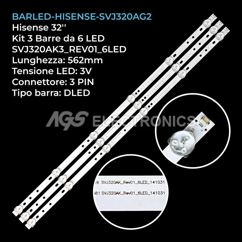 kit 3 barre LED retroilluminazione per DEXP 32 pollici modello H32B7300C