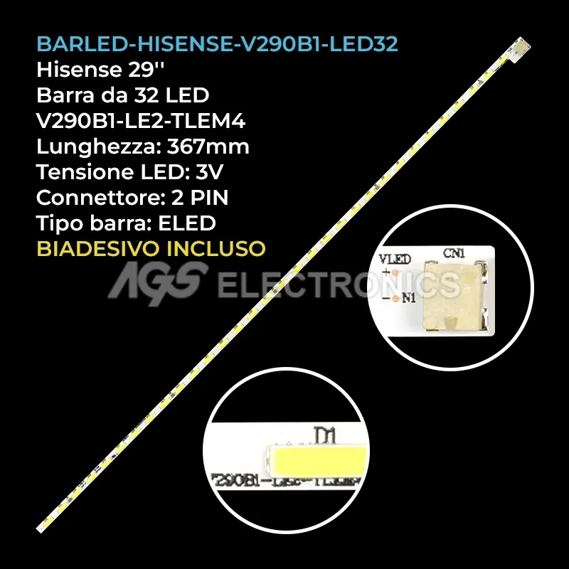 kit 1 barre LED retroilluminazione per Hisense 29 pollici modello LED29K200