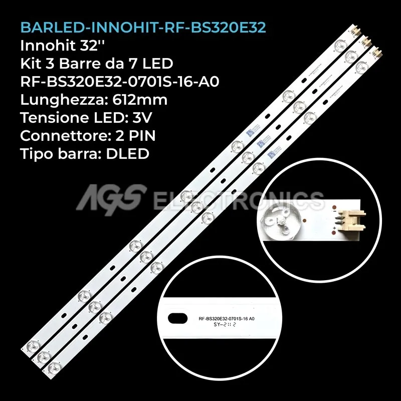 kit 3 barre LED retroilluminazione per Inno-Hit 32 pollici modello U32HD4