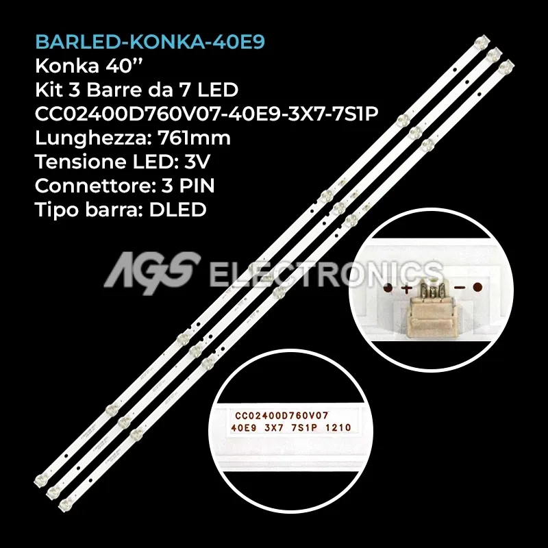 kit 3 barre LED retroilluminazione per QBELL 40 pollici modello QT40A02