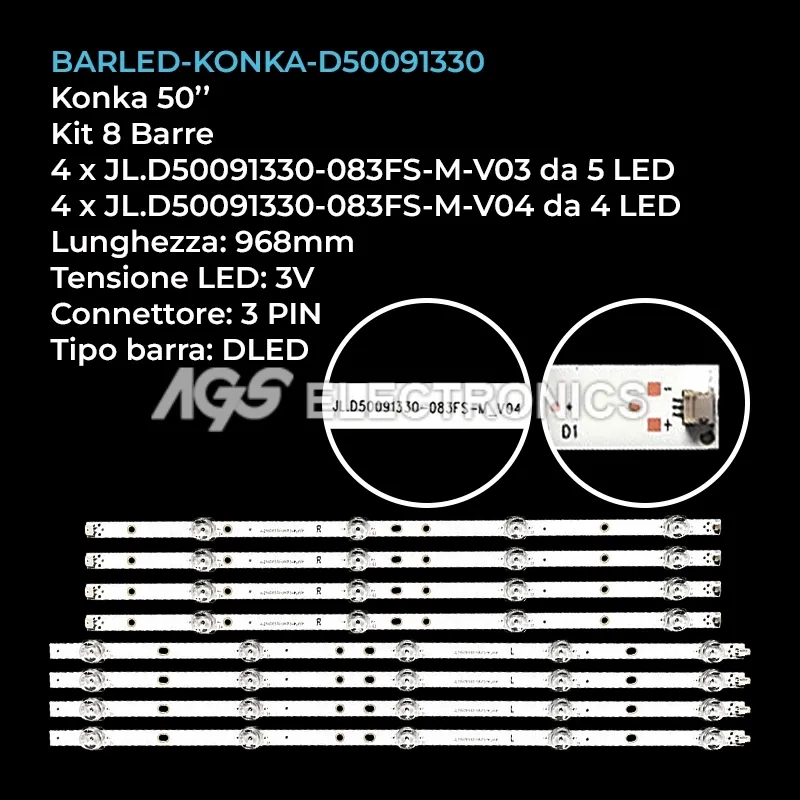 kit 8 barre LED retroilluminazione per Konka 50 pollici modello CC500PV7D