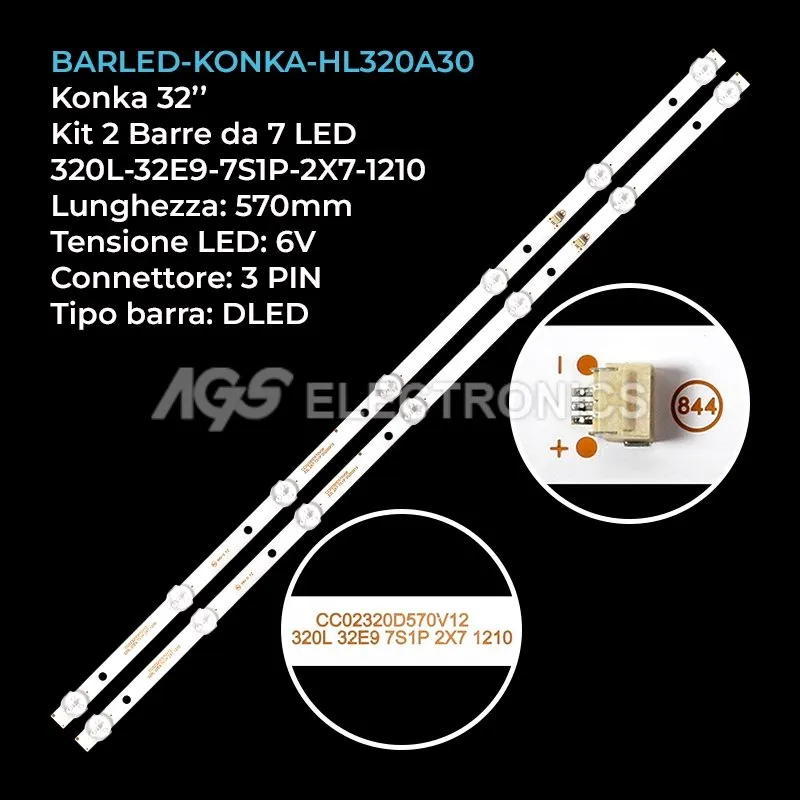 kit 2 barre LED retroilluminazione per DEXP 32 pollici modello H32E8000Q