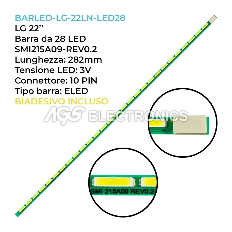kit 1 barre LED retroilluminazione per LG 22 pollici pannello LC215EUETEA1