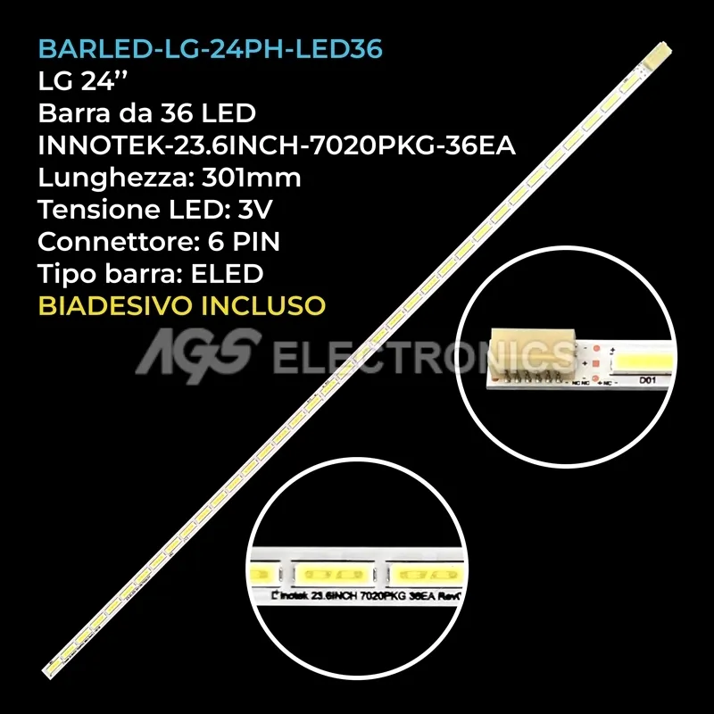 kit 1 barre LED retroilluminazione per LG 24 pollici modello 24PH5030