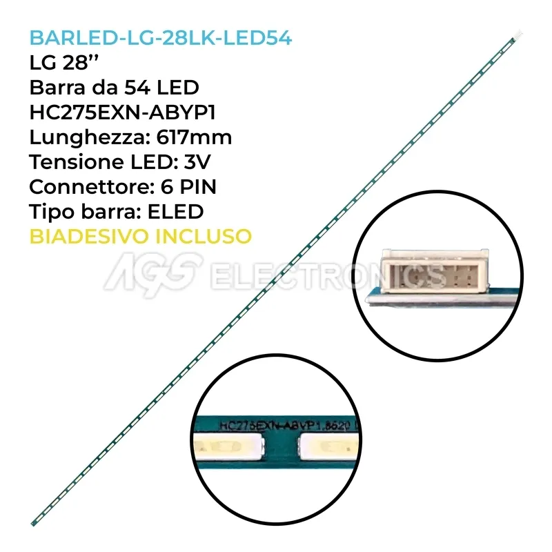 kit 1 barre LED retroilluminazione per LG 28 pollici modello 28TL510VPZAPIELUP