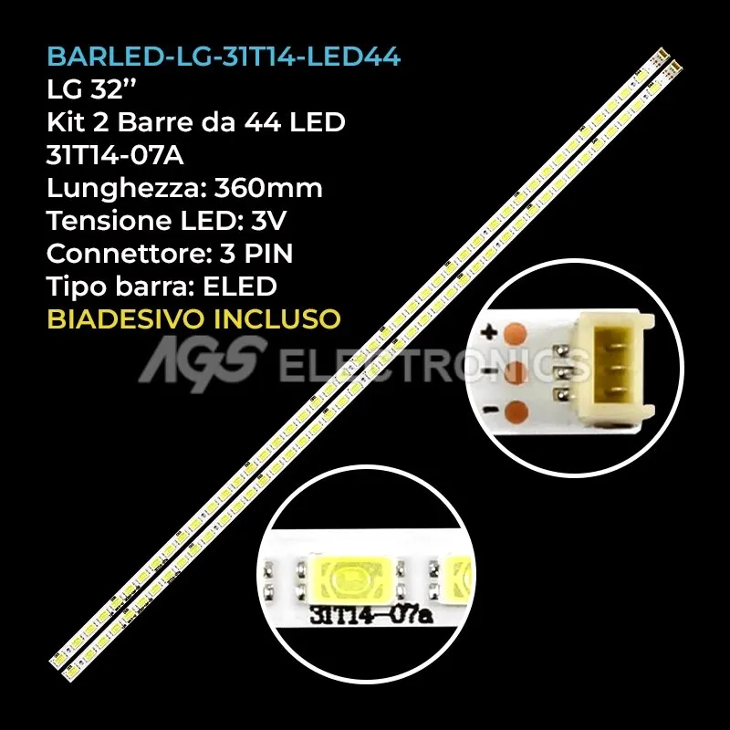 kit 2 barre LED retroilluminazione per Sanyo 32 pollici modello LCE32XF9T