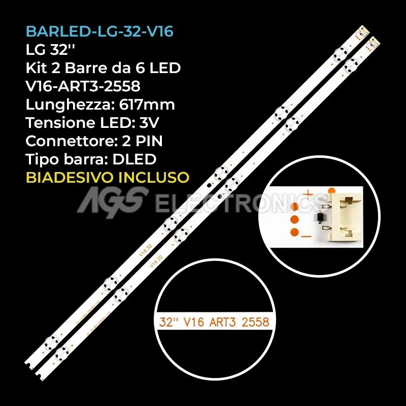 kit 2 barre LED retroilluminazione per LG 32 pollici pannello LC320DUEFJM3