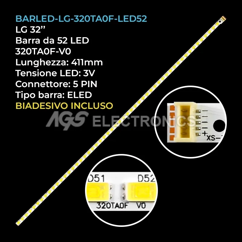 kit 1 barre LED retroilluminazione per Philips 32 pollici modello 32PFL3307T60