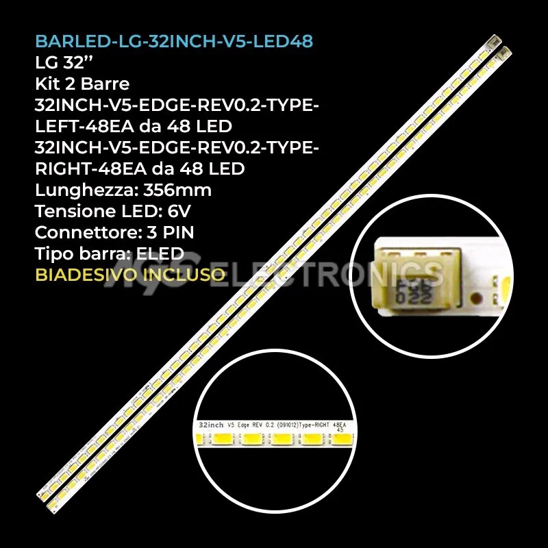 kit 2 barre LED retroilluminazione per LG 32 pollici pannello LC320EUHSCA3