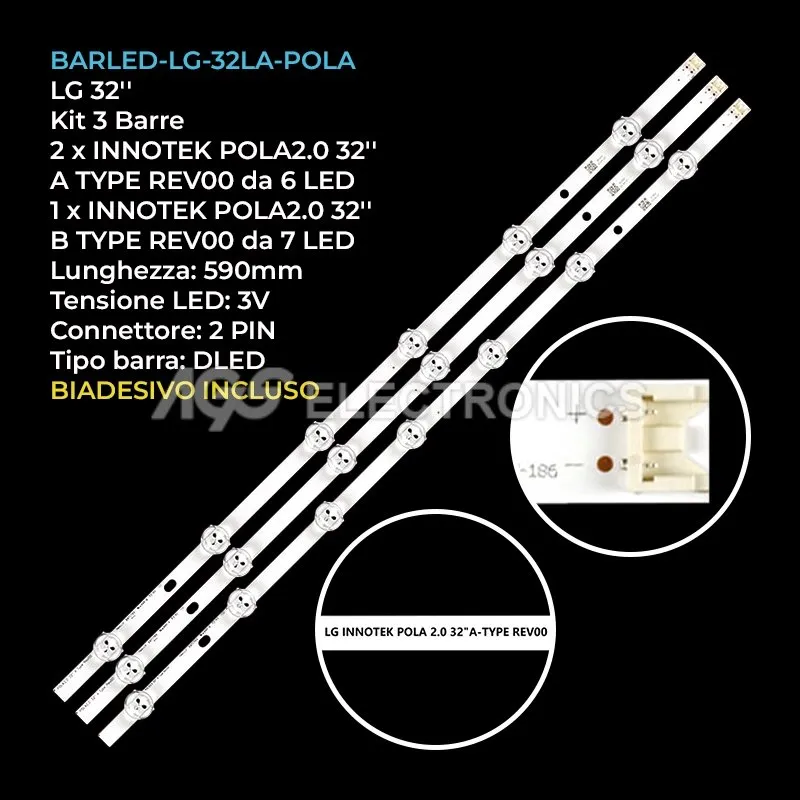 kit 3 barre LED retroilluminazione per LG 32 pollici modello 32LN5403