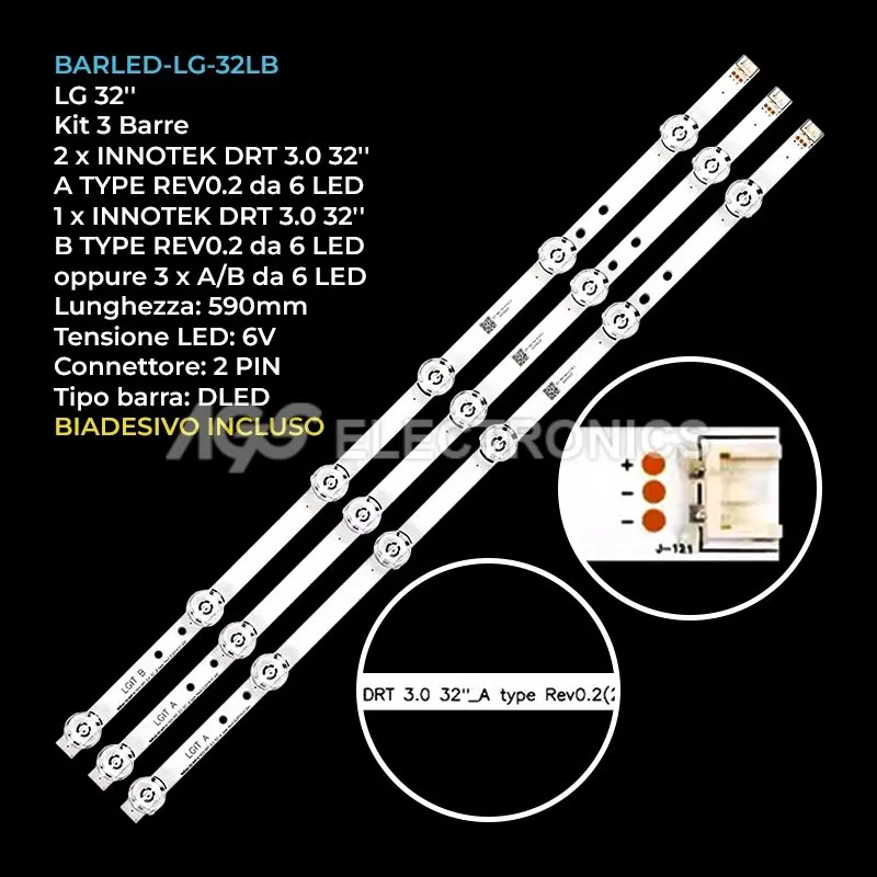 kit 3 barre LED retroilluminazione per LG 32 pollici modello 32LB570BZB