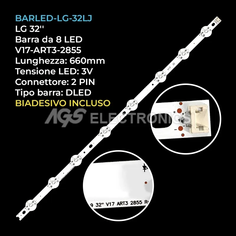 kit 1 barre LED retroilluminazione per LG 32 pollici modello 32LJ600B