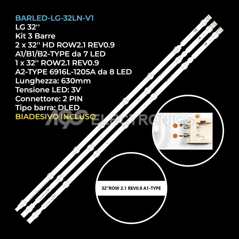 kit 3 barre LED retroilluminazione per LG 32 pollici pannello LC320DXESFR1