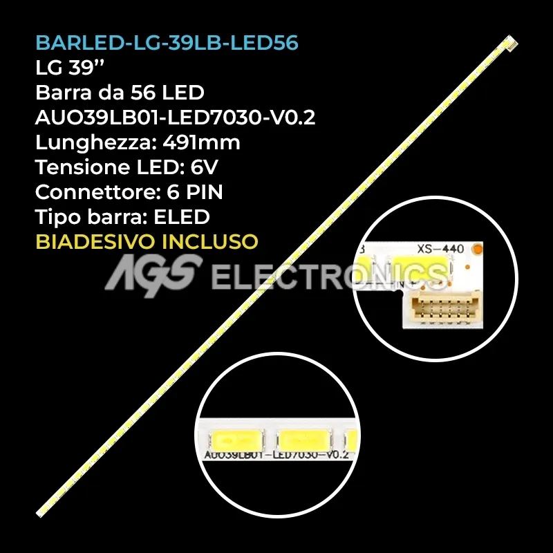 kit 1 barre LED retroilluminazione per Grundig 39 pollici modello 39VLE945BL