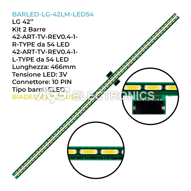kit 2 barre LED retroilluminazione per LG 54 pollici modello 42LM669T