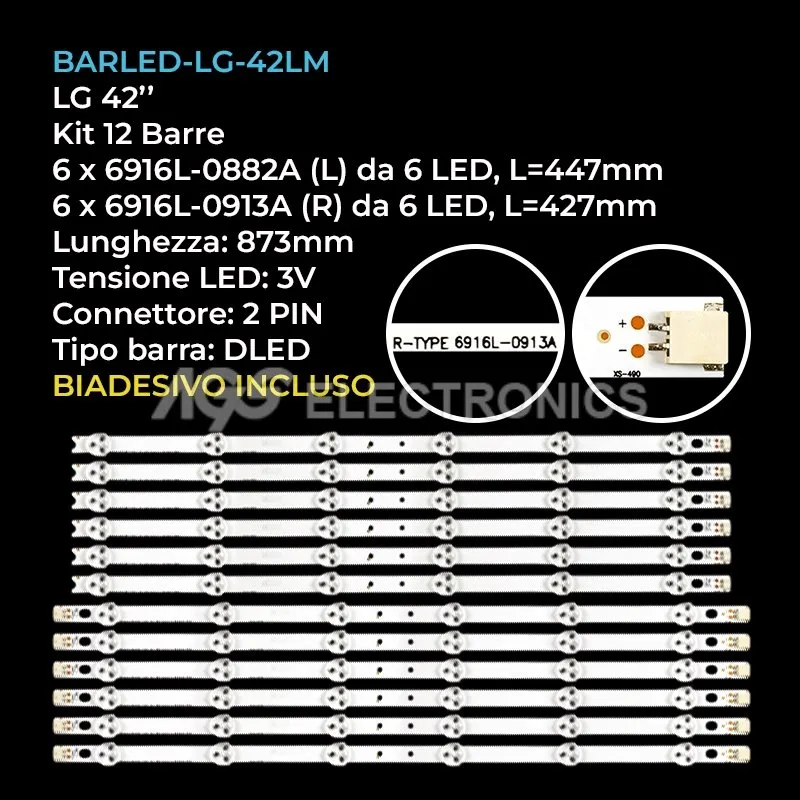 kit 12 barre LED retroilluminazione per LG 42 pollici modello 42LS3100CE