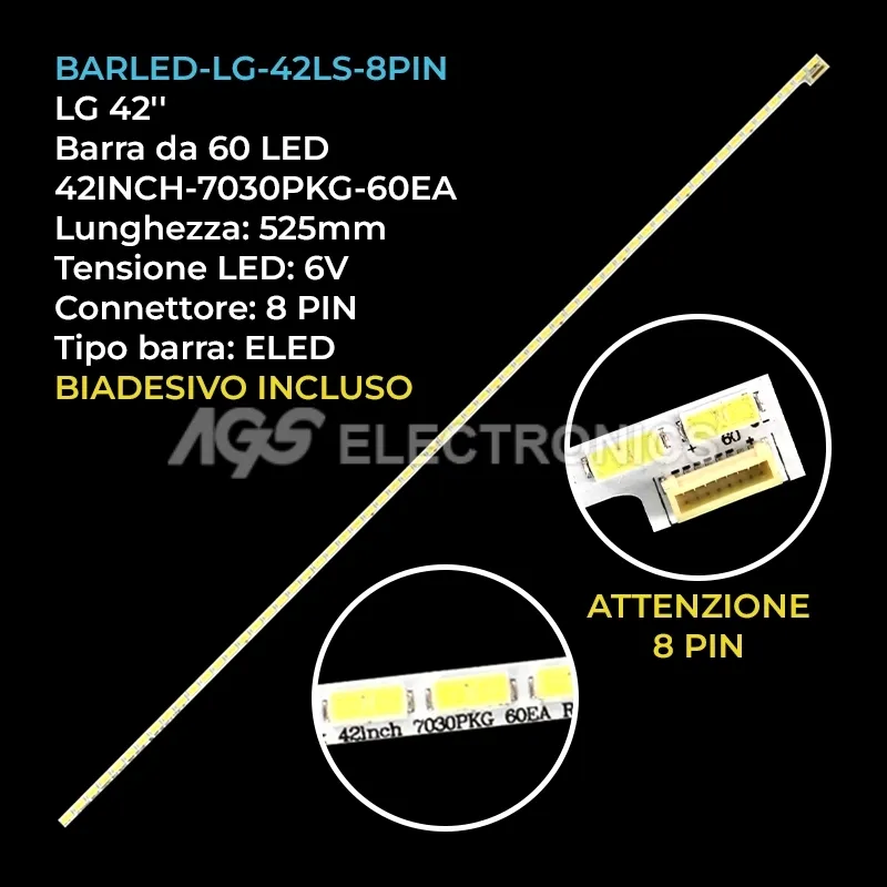 kit 1 barre LED retroilluminazione per LG 42 pollici modello 42LS560T