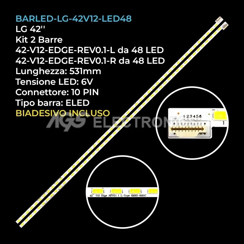 kit 2 barre LED retroilluminazione per Panasonic 42 pollici modello TXL42ET5E