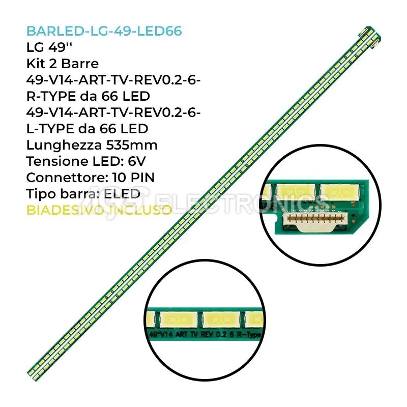 kit 2 barre LED retroilluminazione per LG 49 pollici pannello LC490EQEXGF1