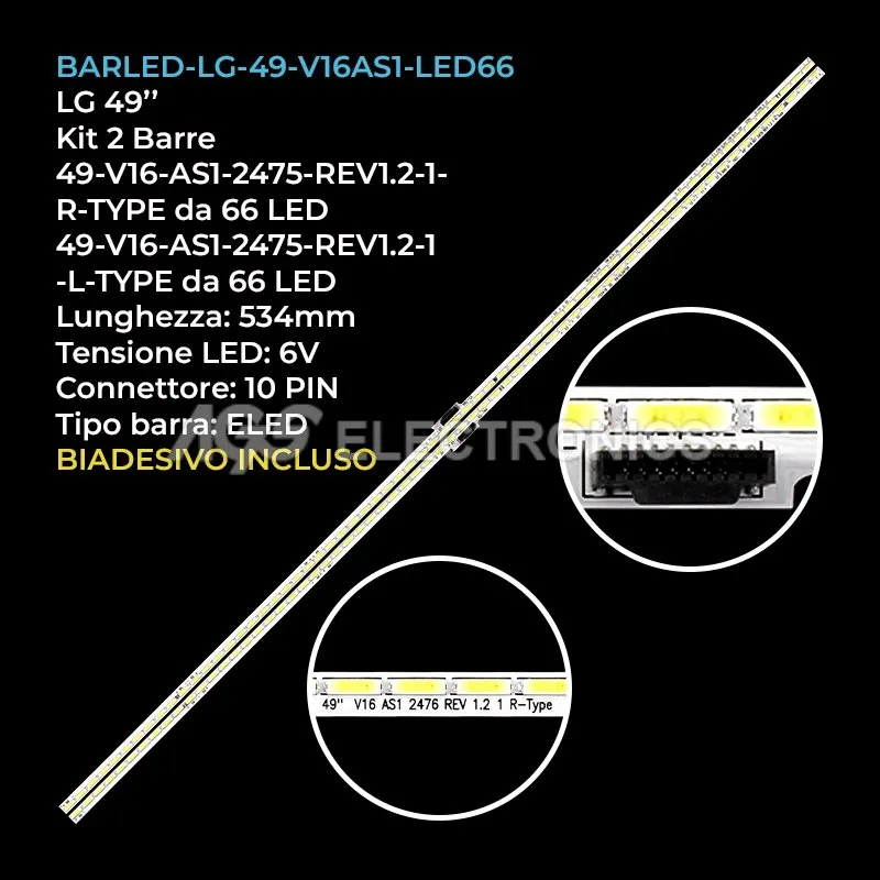 kit 2 barre LED retroilluminazione per LG 49 pollici pannello LC490EQHDJF1