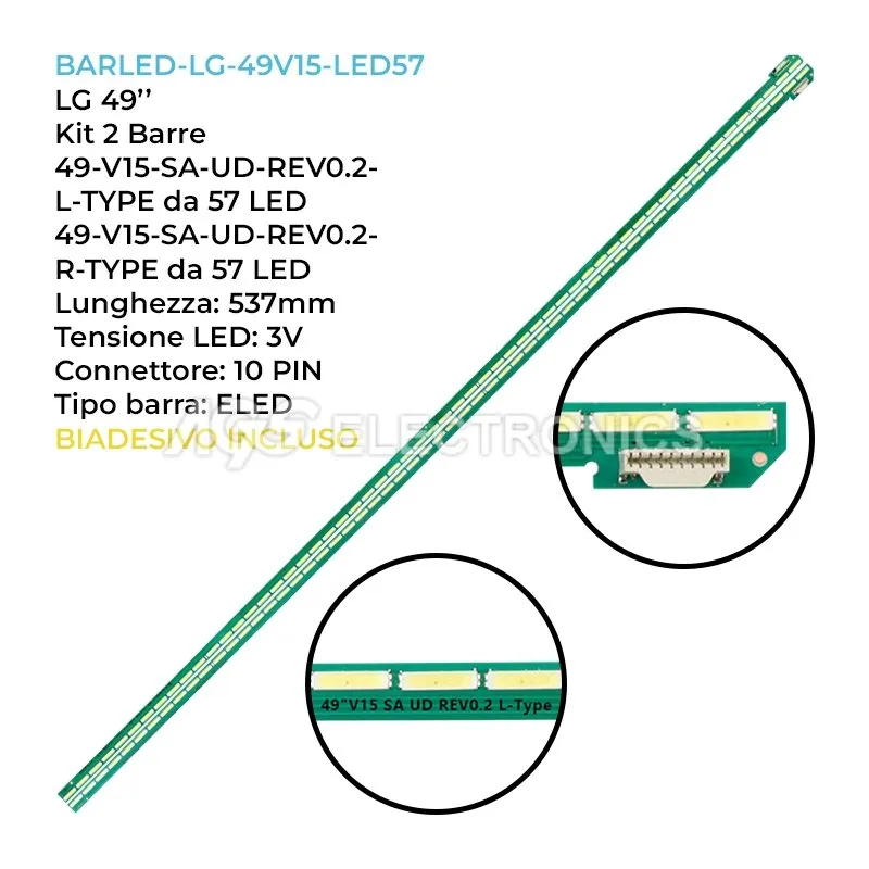 kit 2 barre LED retroilluminazione per LG 49 pollici modello 49UF852V