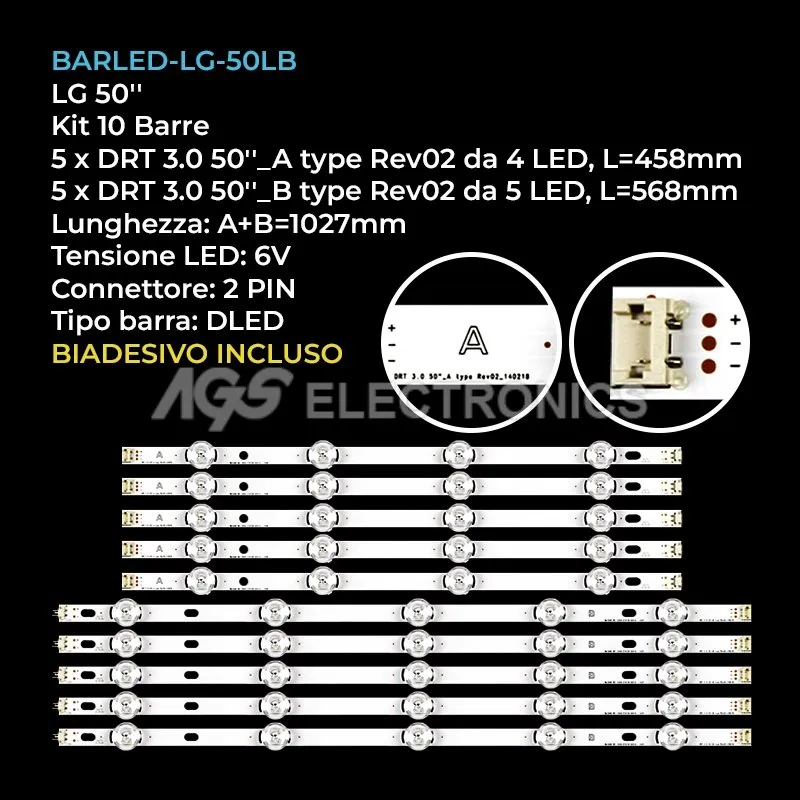 kit 10 barre LED retroilluminazione per LG 50 pollici modello 50LB550V