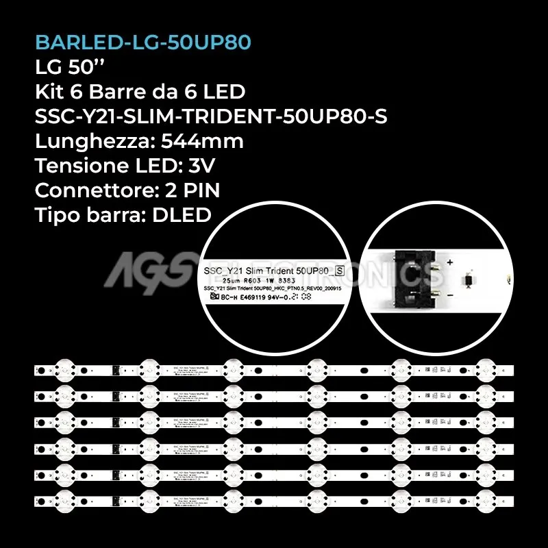 kit 6 barre LED retroilluminazione per LG 50 pollici modello 50UP8000