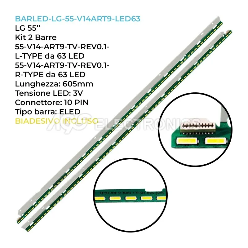 kit 2 barre LED retroilluminazione per LG 55 pollici pannello LC550EUFLGF2