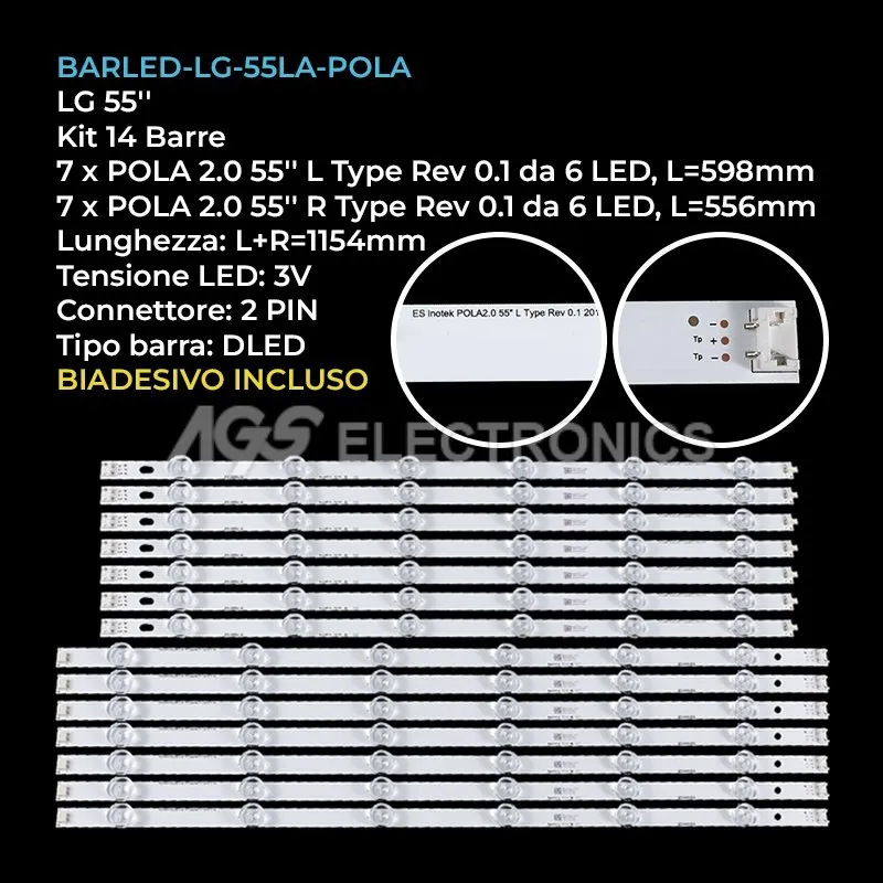 kit 14 barre LED retroilluminazione per LG 55 pollici modello 55LA613VZA