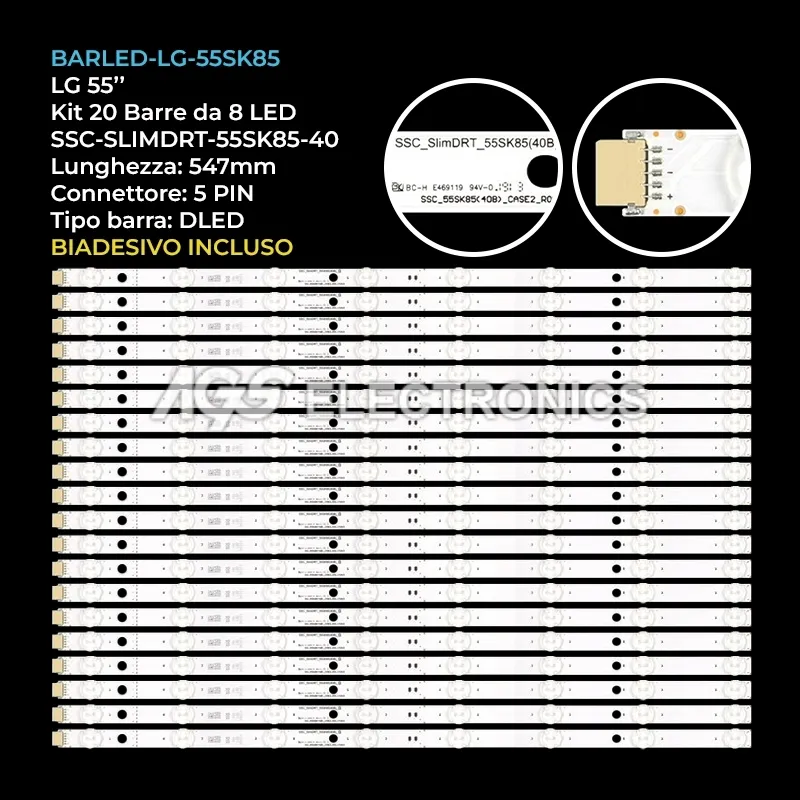 kit 20 barre LED retroilluminazione per LG 55 pollici modello 55SM9010PLA