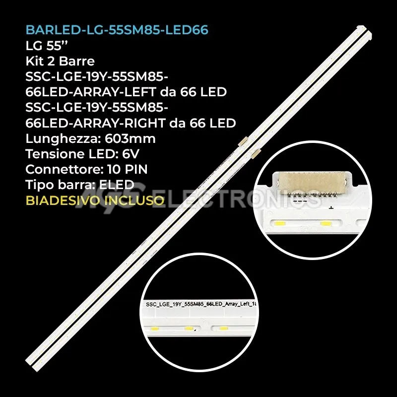 kit 2 barre LED retroilluminazione per LG 55 pollici pannello HC550EQHABHH5