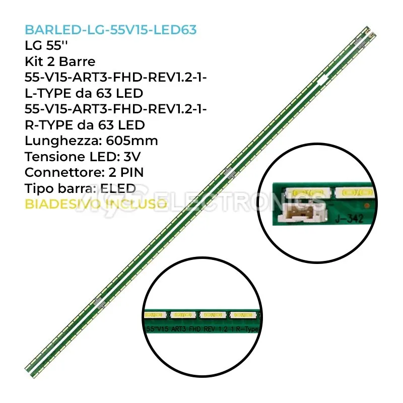 kit 2 barre LED retroilluminazione per LG 55 pollici modello 55LF6310