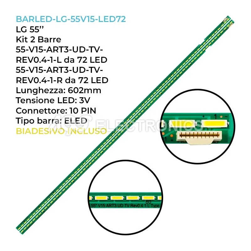 kit 2 barre LED retroilluminazione per LG 55 pollici pannello LC550EQEFHM1