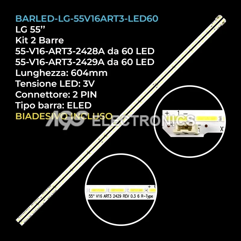kit 2 barre LED retroilluminazione per LG 55 pollici modello 55UH7700