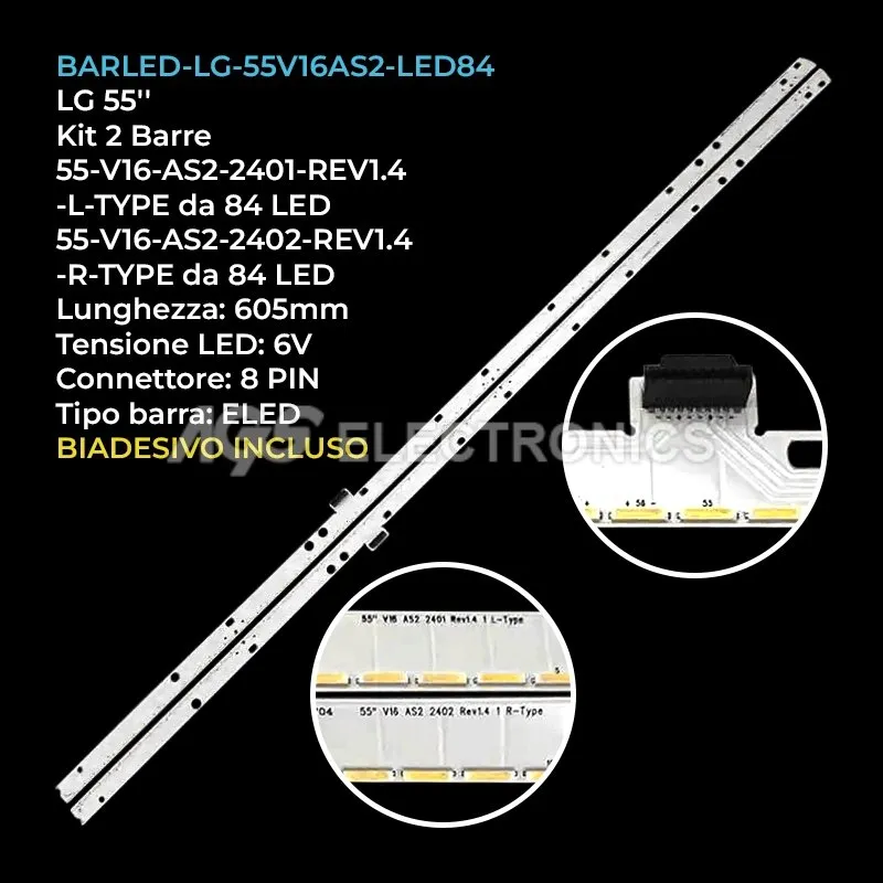 kit 2 barre LED retroilluminazione per LG 55 pollici pannello LC550EQFYJF2