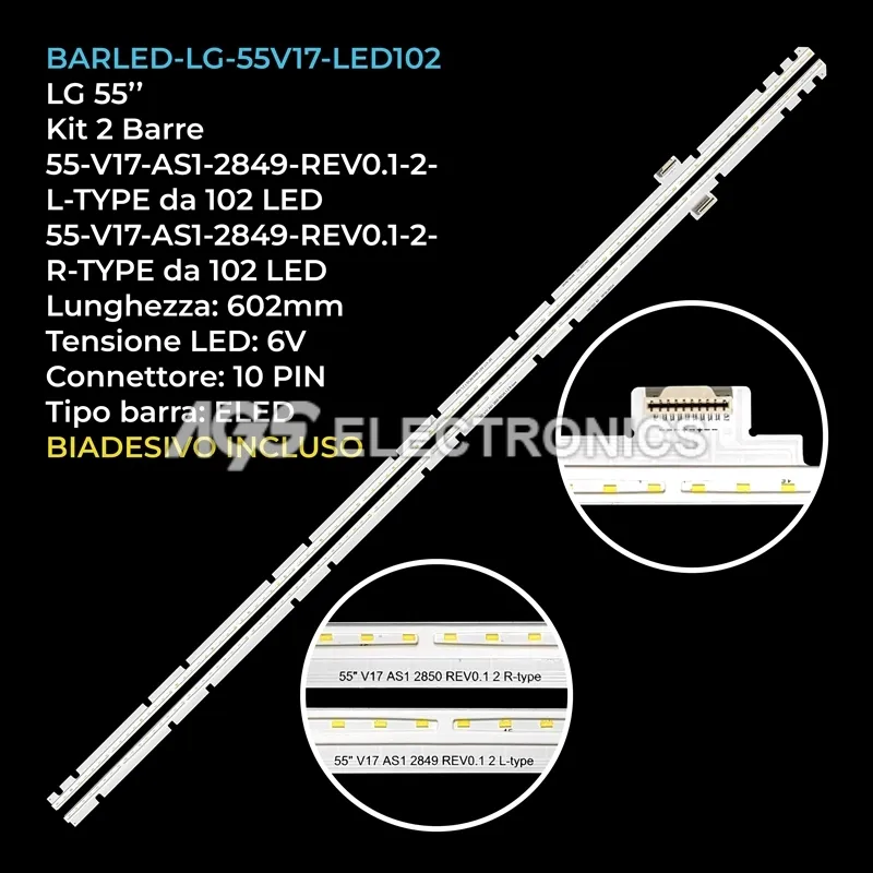 kit 2 barre LED retroilluminazione per LG 55 pollici modello 55SJ850V