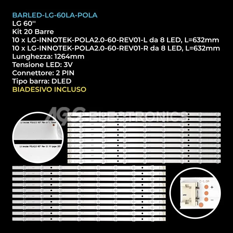 kit 20 barre LED retroilluminazione per LG 60 pollici modello 60LA613VZG