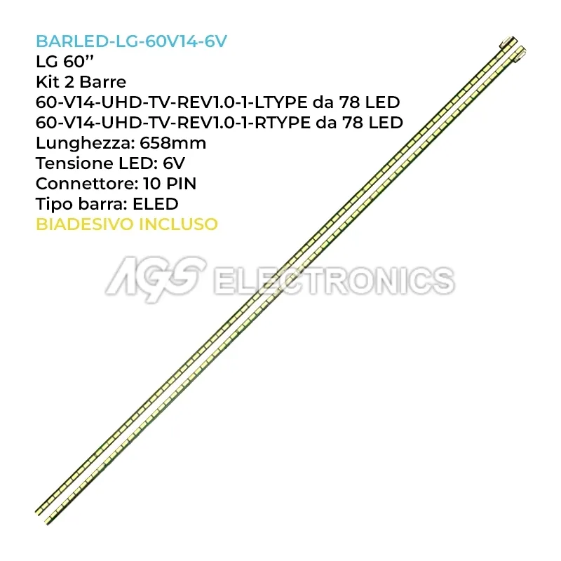 kit 2 barre LED retroilluminazione per LG 60 pollici modello 60UF7700
