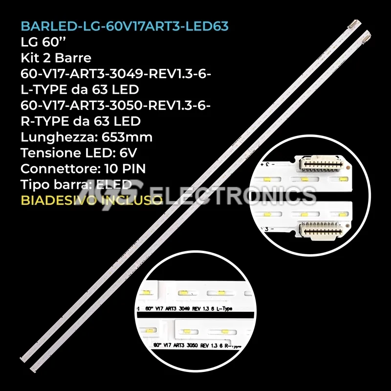 kit 2 barre LED retroilluminazione per LG 60 pollici modello 60SJ8000